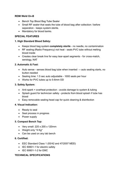 Blood Bag Tube Sealer Weld On-B — first page