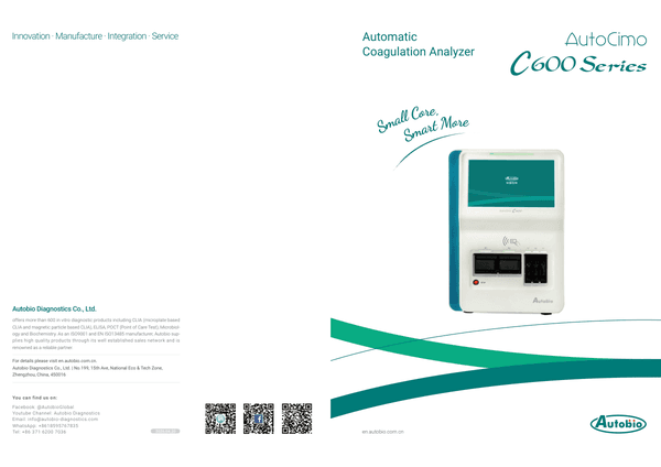 C600 & C601 Automatic Coagulation Analyzers — first page