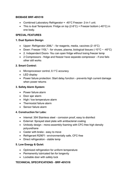 Combined Refrigerator & Freezer BRF-40V318 — first page