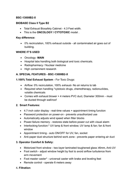 Cytotoxic Safety Cabinet BSC-1300IIB2-X — first page