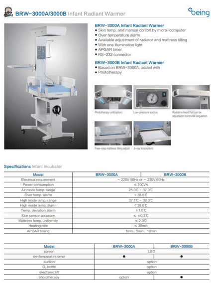 Infant Radiant Warmer BRW-3000A — first page