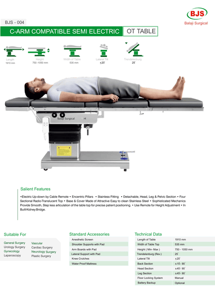 C-Arm Semi-Electric Operating Table BJS-004 — first page