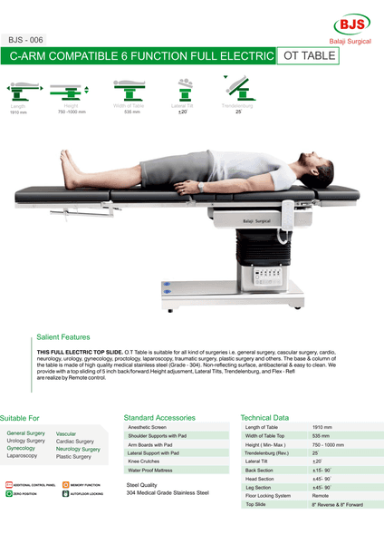 C-Arm 6-Function Operating Table BJS-006 — first page