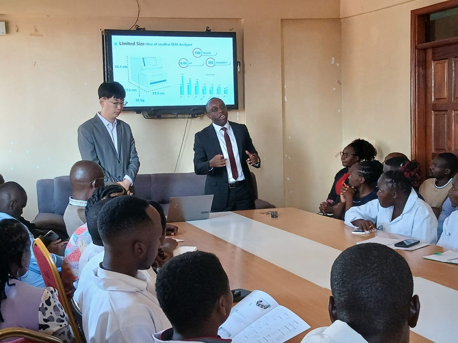 Medix product training session for laboratory staff in a hospital boardroom
